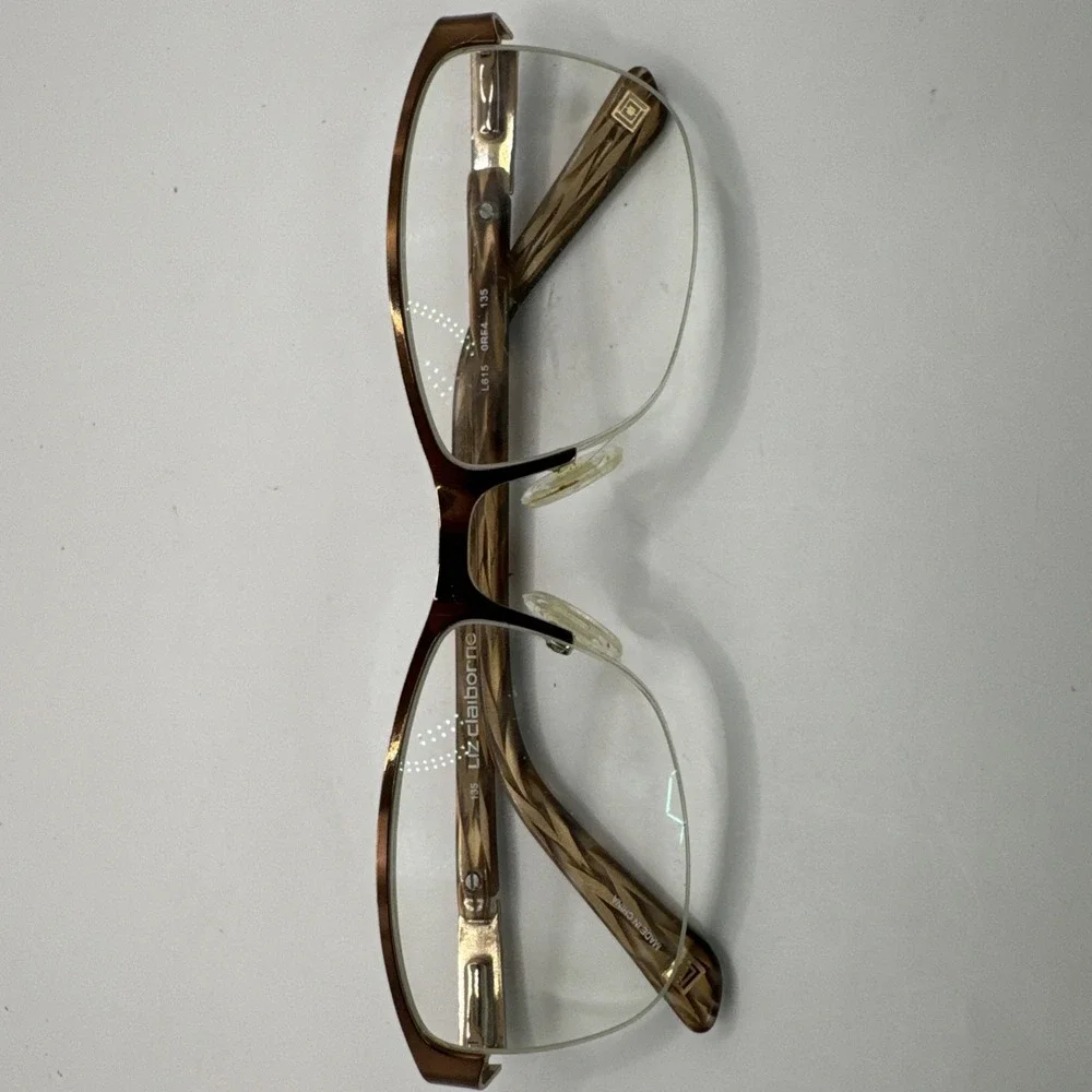 LIZ CLAIBORNE L615 0RF4 BROWN GOLD AUTHENTIC DESIGNER EYEGLASSES 53-17